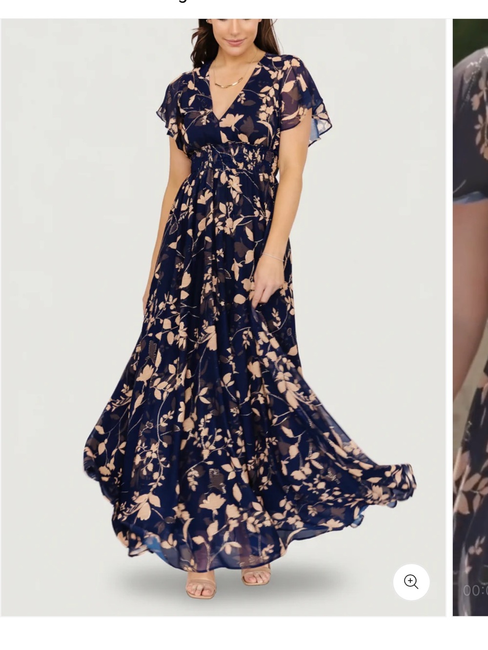 Baltic Born Navy and Beige Floral Maxi Dress